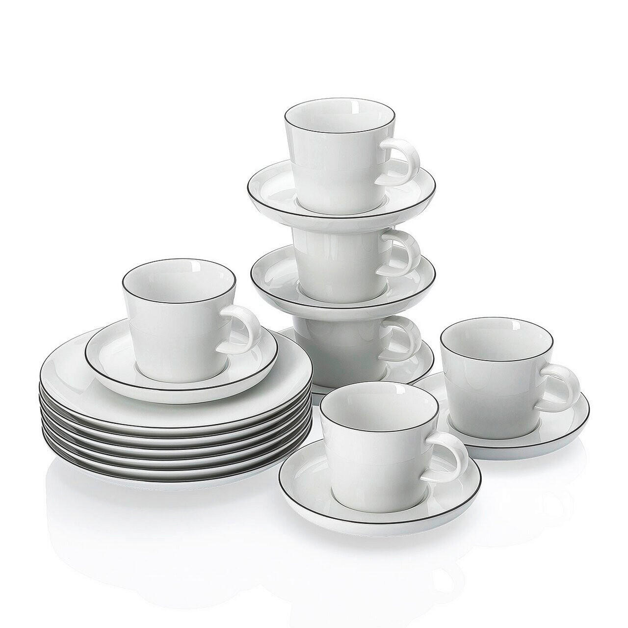 KAFFEESET Schwarz Cucina-Basic - Colori Black 18-teilig  - Schwarz, Basics, Keramik (29,3/20,4/32,7cm) - Rosenthal