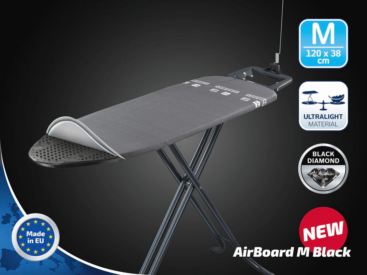 BÜGELBRETT  AIR BOARD M BLACK  - Schwarz, Basics, Kunststoff (141/40/158cm) - Leifheit