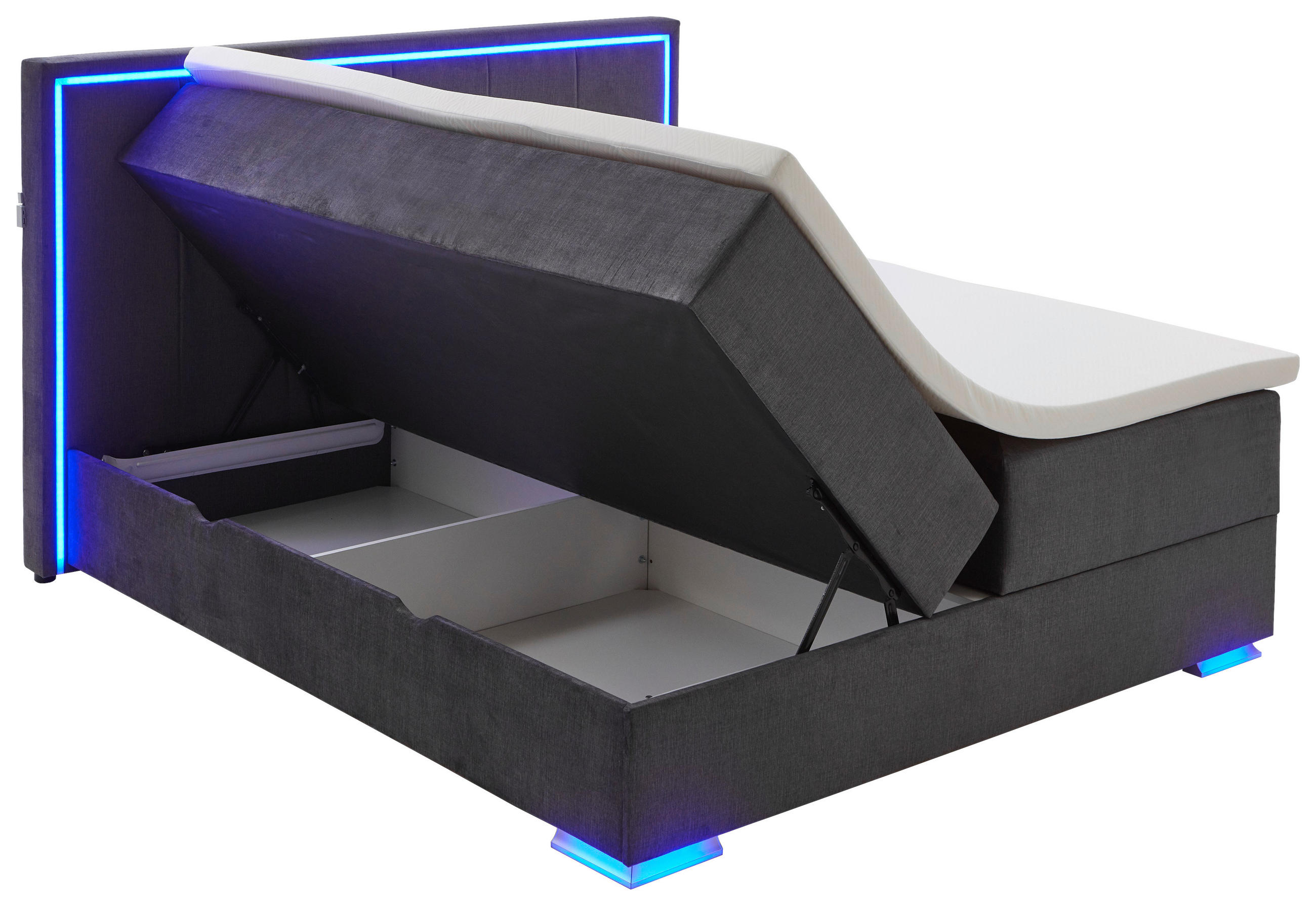BOXSPRINGBETT 180/200 cm  in Anthrazit  - Chromfarben/Anthrazit, Design, Kunststoff/Textil (180/200cm) - Boxxx
