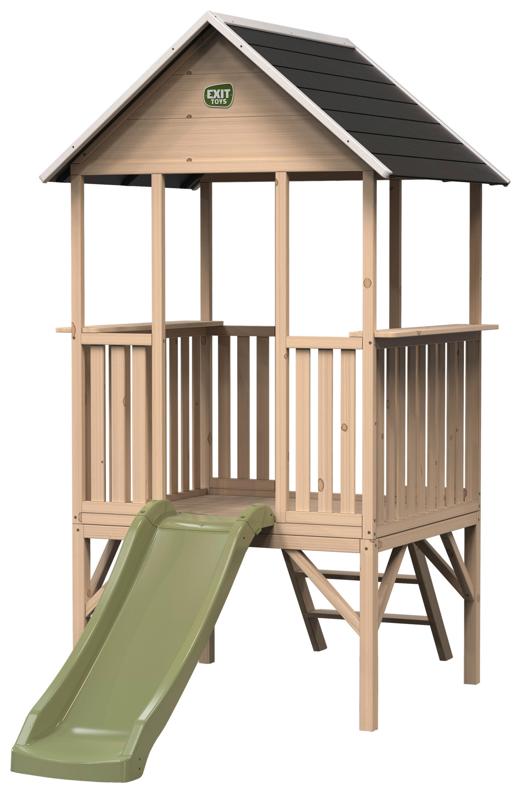 SPIELHAUS  - Naturfarben/Grün, KONVENTIONELL, Holz/Kunststoff (226/120/203cm) - EXIT Toys