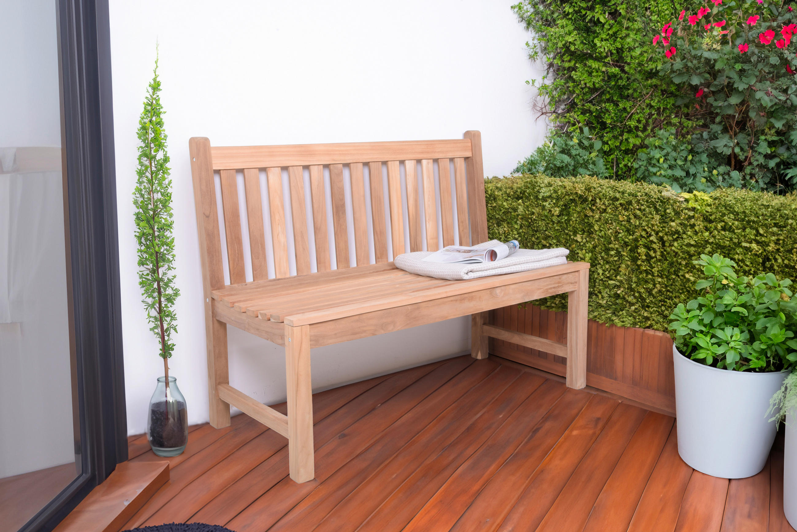 GARTENBANK 60/92/120 cm Teakholz   - Braun/Naturfarben, MODERN, Holz (60/92/120cm) - Gardenson