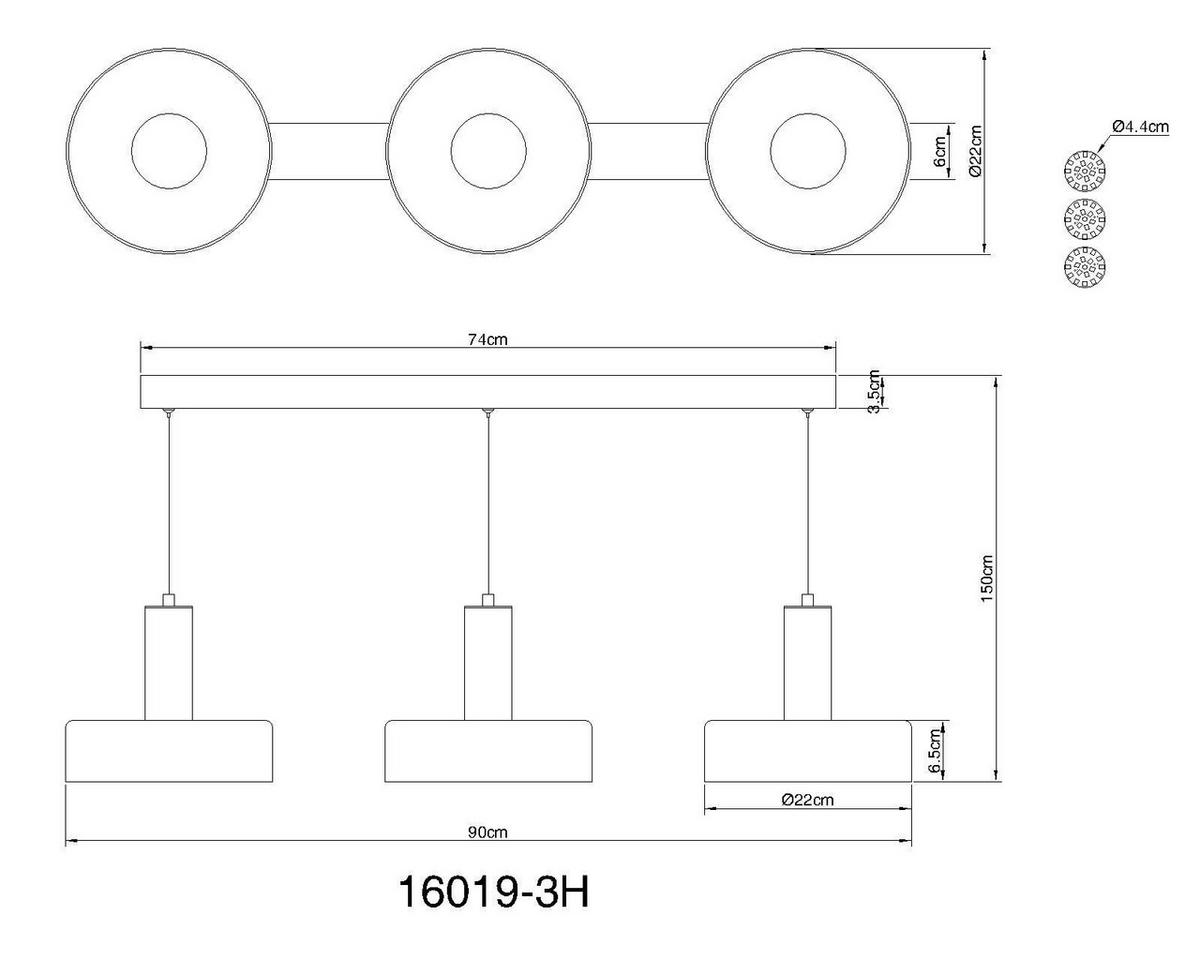 LED-HÄNGELEUCHTE 90/22/150 cm  - Schwarz/Grau, Design, Glas/Kunststoff (90/22/150cm) - Globo