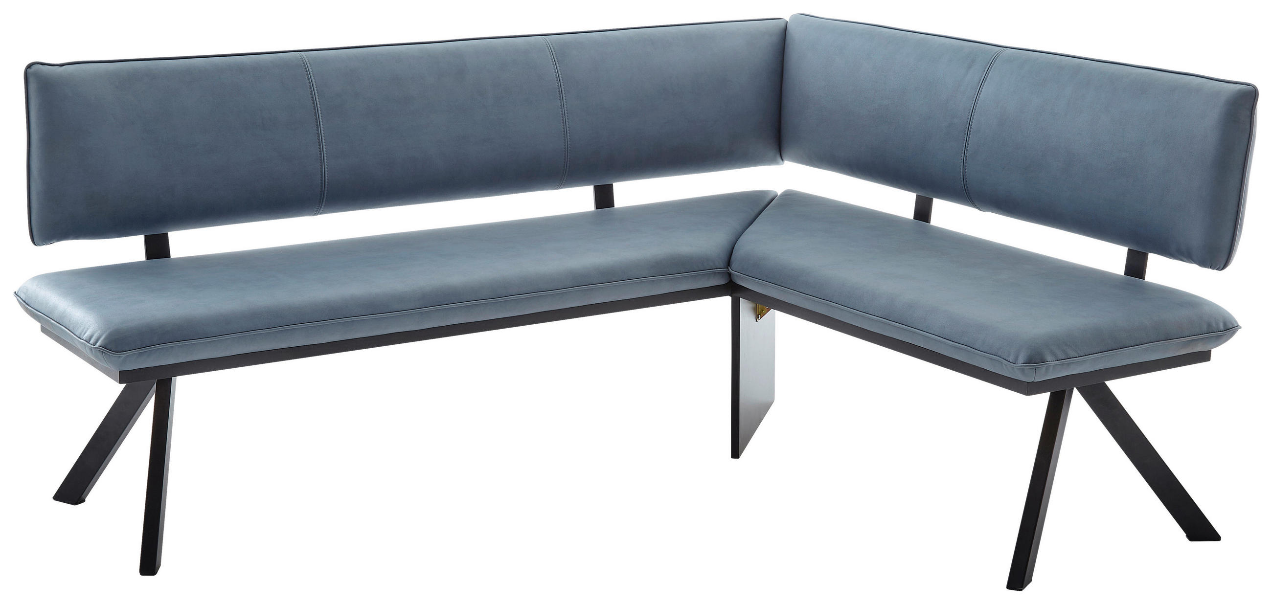 ECKBANK 180/140 cm beschichtet Schwarz, Hellblau   - Schwarz/Hellblau, MODERN, Textil/Metall (180/140cm) - Cantus