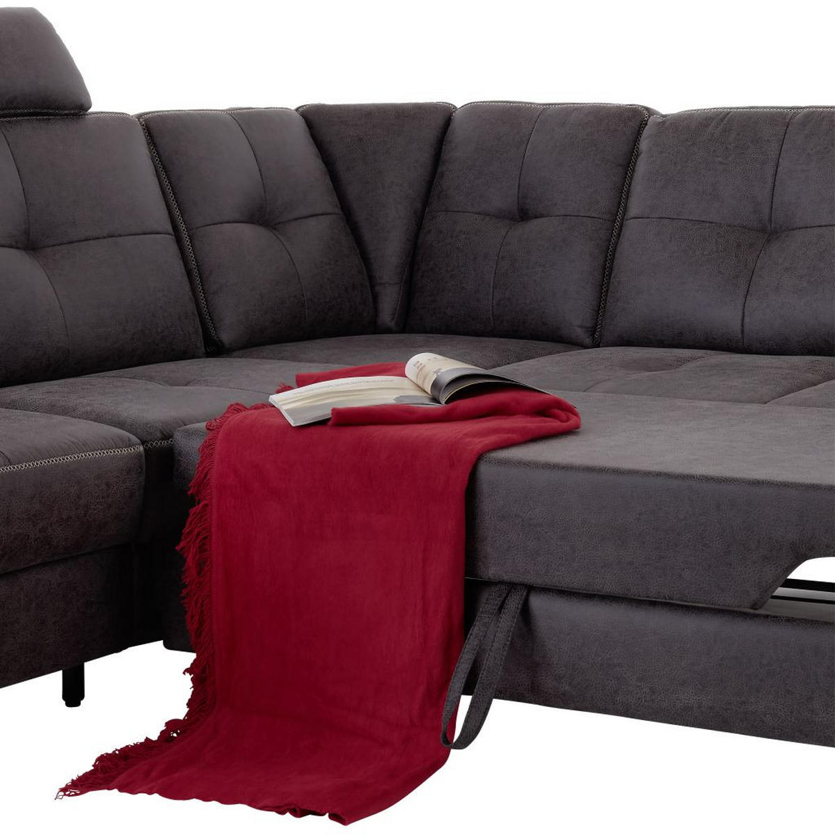 ECKSOFA in Anthrazit  - Anthrazit/Beige, Modern, Textil/Metall (219/237cm) - Sit & More