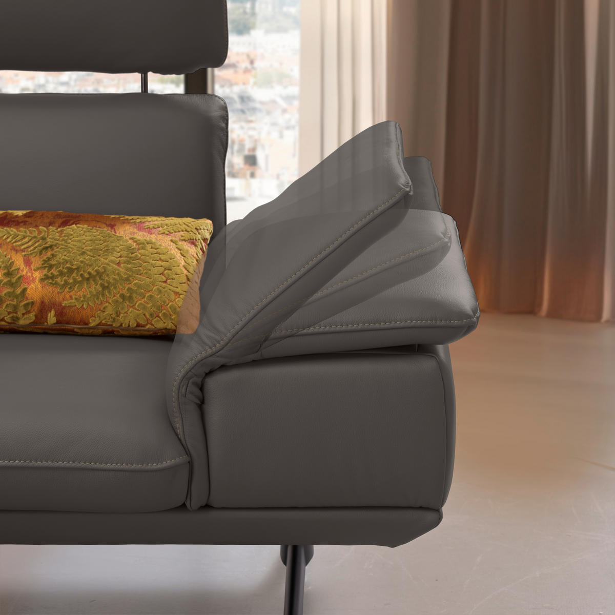 ECKSOFA in Echtleder Dunkelbraun  - Dunkelbraun/Beige, Design, Leder/Metall (150/242cm) - Koinor