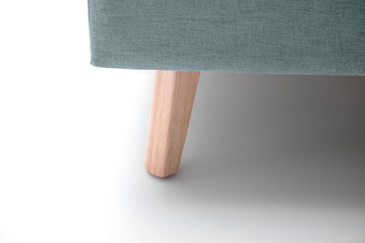 POLSTERBETT Hellblau 160/200 cm  - Eschefarben/Hellblau, KONVENTIONELL, Holz/Textil (160/200cm) - Livetastic