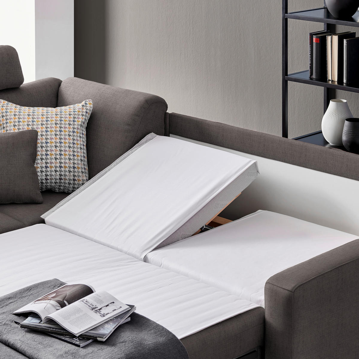 ECKSOFA in Chenille Grau  208/227 cm  - Alufarben/Grau, KONVENTIONELL, Textil/Metall (208/227cm) - Sedda