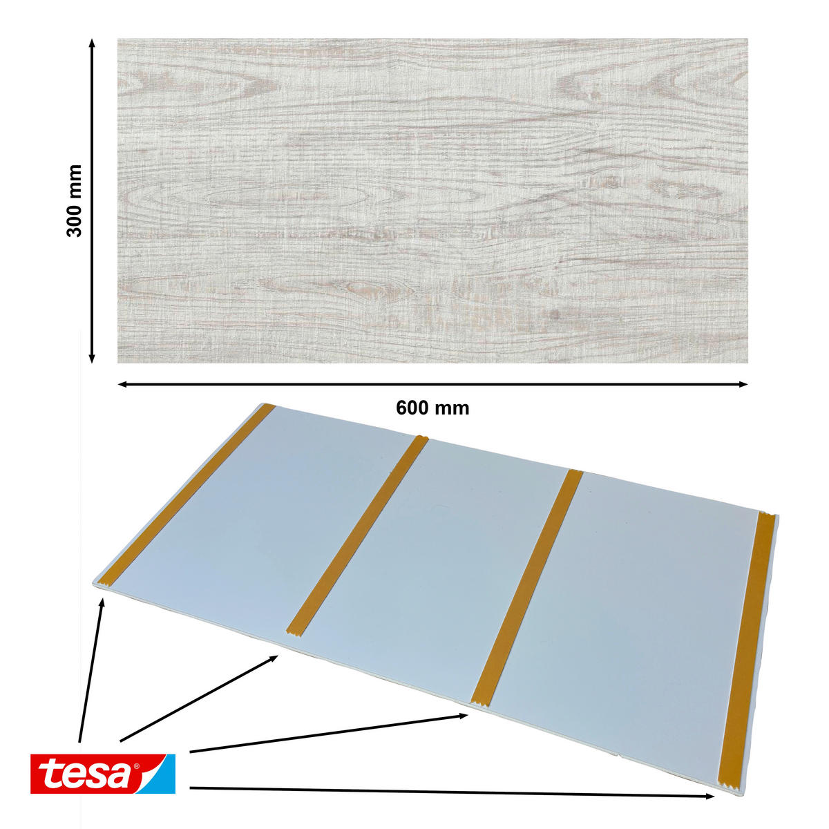 WANDPANEEL Baridecor Aqua Eiche Bianco, Greige  - Eiche Bianco/Greige, Design, Kunststoff (60/30/0,4cm)