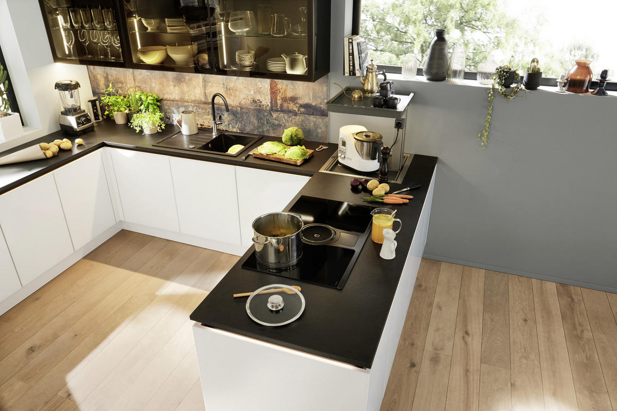 EINBAUKÜCHE   - Weiß, Design, Glas/Holzwerkstoff - Dieter Knoll