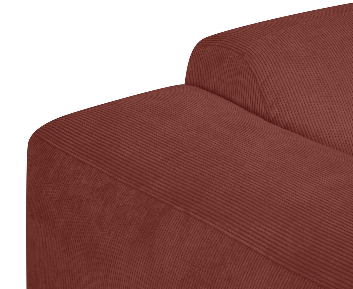 3-SITZER-SOFA Cord Rot  - Rot/Schwarz, Design, Kunststoff/Textil (247/75/104cm) - MID.YOU