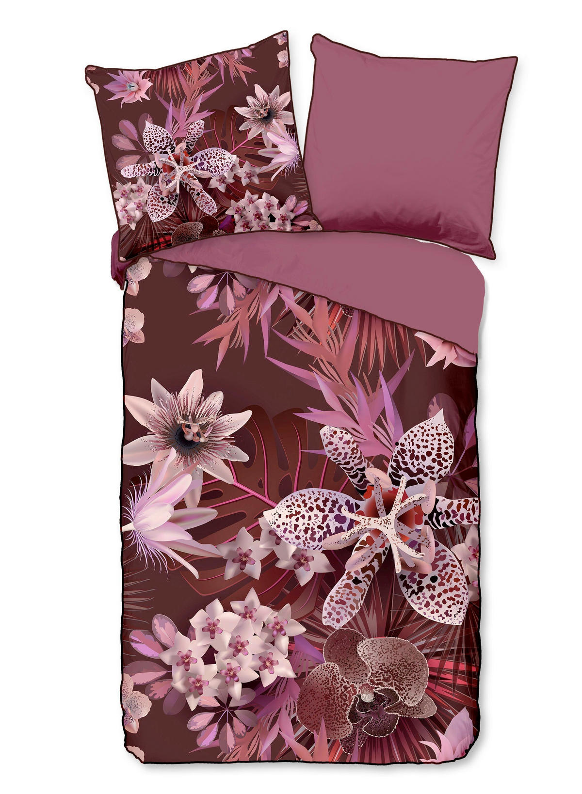 WENDEBETTWÄSCHE Farze Satin 135/200 cm  - Bordeaux/Rot, Design, Textil (135/200cm)