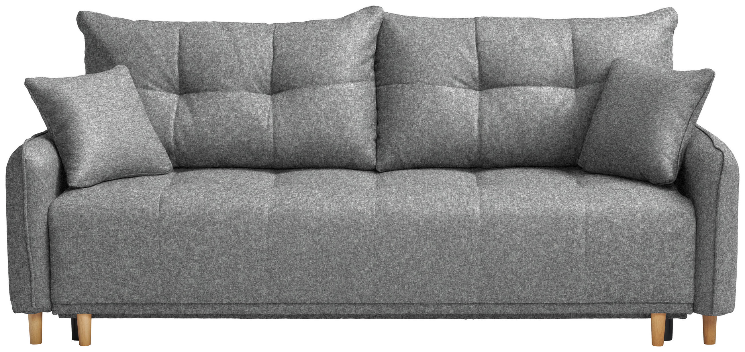 SCHLAFSOFA Chenille Grau  - Buchefarben/Grau, Design, Holz/Textil (217/97/101cm) - Carryhome