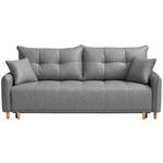 SCHLAFSOFA  in Chenille Grau  - Buchefarben/Grau, Design, Holz/Textil (217/97/101cm) - Carryhome