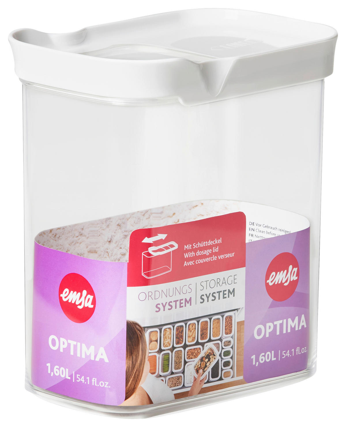 FRISCHHALTEDOSE 1,6 l  - Rot, KONVENTIONELL, Glas/Kunststoff (16,0/9,9/17,5cm) - Emsa