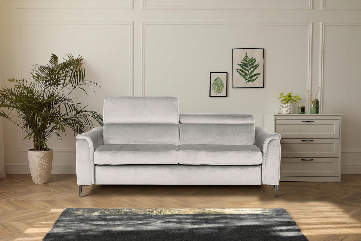 SCHLAFSOFA in Textil Hellgrau  - Chromfarben/Hellgrau, Design, Textil/Metall (203/77-98/103cm) - MID.YOU