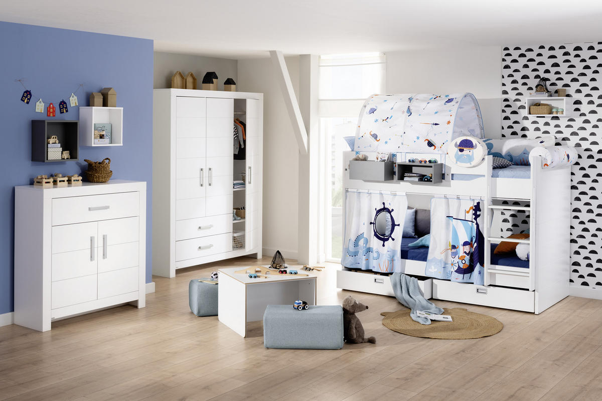 KLEIDERSCHRANK in Weiss  - Chromfarben/Weiss, Design, Holzwerkstoff/Metall (156,8/205,3/55,3cm) - Paidi
