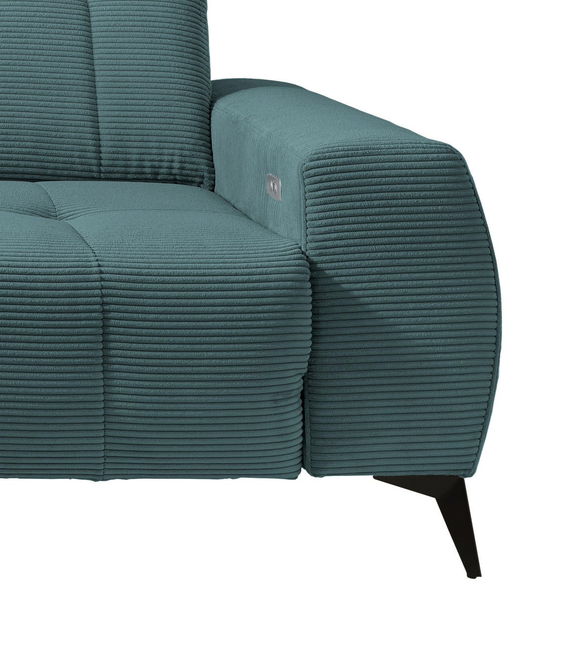ECKSOFA in Cord Petrol  - Petrol/Schwarz, Modern, Textil/Metall (200/261cm) - Livetastic