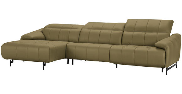 ECKSOFA in Echtleder Creme 165/313 cm - Beige/Creme, Design, Leder/Metall (165/313cm) - Emilio Belluti