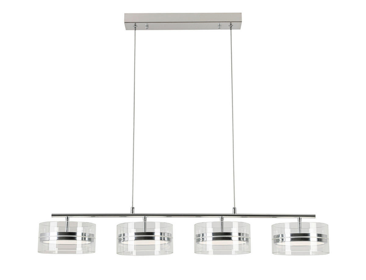 LED-HÄNGELEUCHTE Luca 93/18/120 cm   - Chromfarben, Design, Glas/Kunststoff (93/18/120cm) - Novel