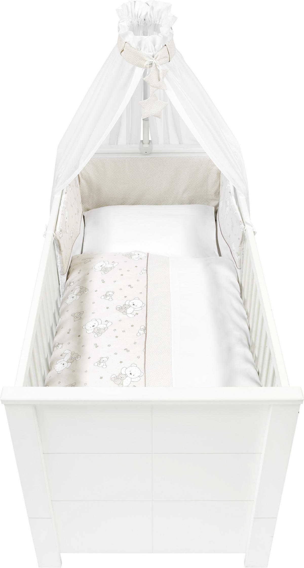 BABYBETTWÄSCHESET 100/135 cm  - Taupe/Weiss, Basics, Textil (100/135cm) - Patinio