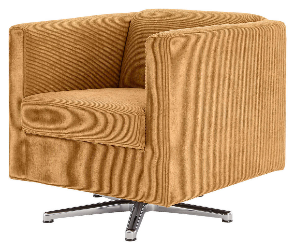 DESIGNSESSEL in Cord Orange  - Chromfarben/Orange, Design, Textil/Metall (72/71/75cm) - LOOKS by W.Joop