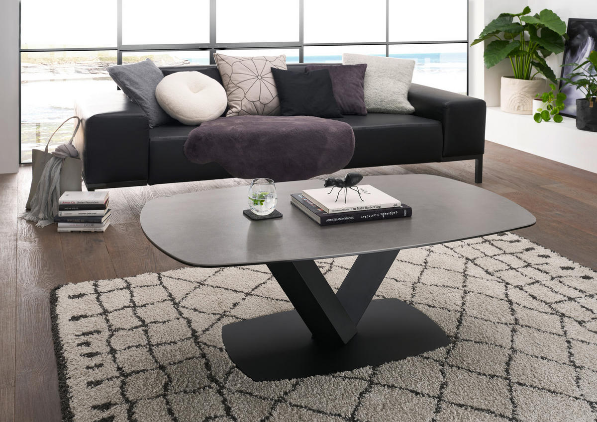 KLUB STOČIĆ  antracit, crna  - crna/antracit, Dizajnerski, staklo/metal (120/70/43cm) - Boxxx