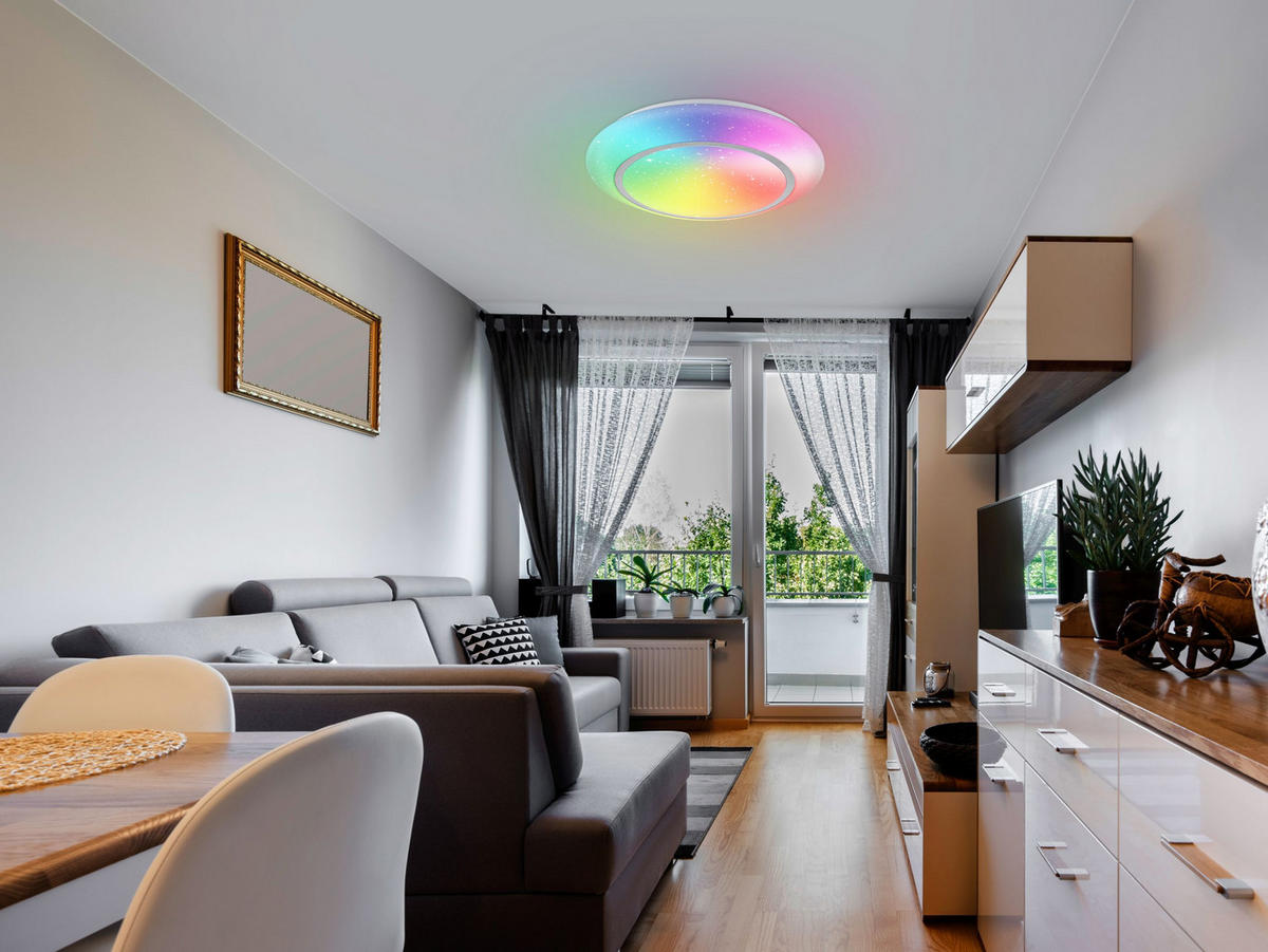 LED-DECKENLEUCHTE Rainbow  Smart 50/9 cm   - Weiß, LIFESTYLE, Kunststoff/Metall (50/9cm) - Novel