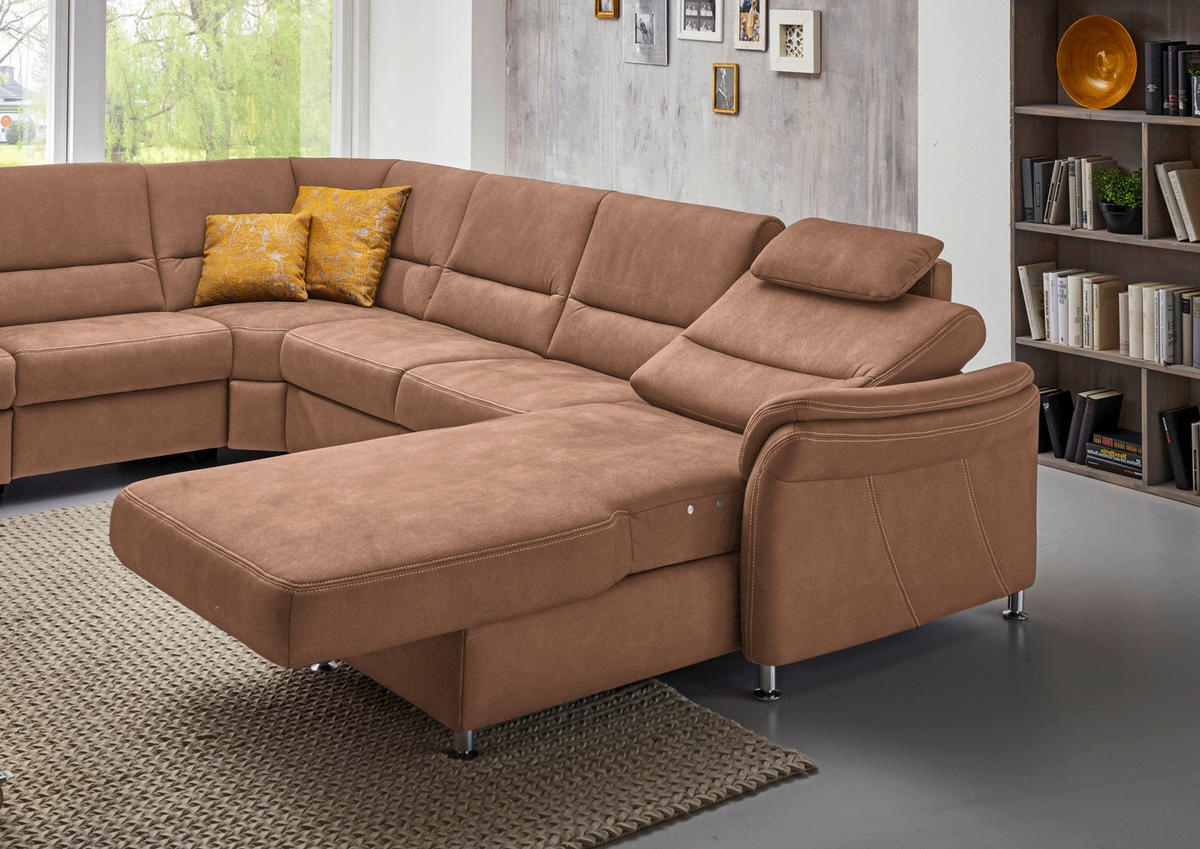 SOFFA i mikrofiber ljusbrun  - aluminiumfärg/ljusbrun, Klassisk, metall/textil (262/335/173cm) - Beldomo System