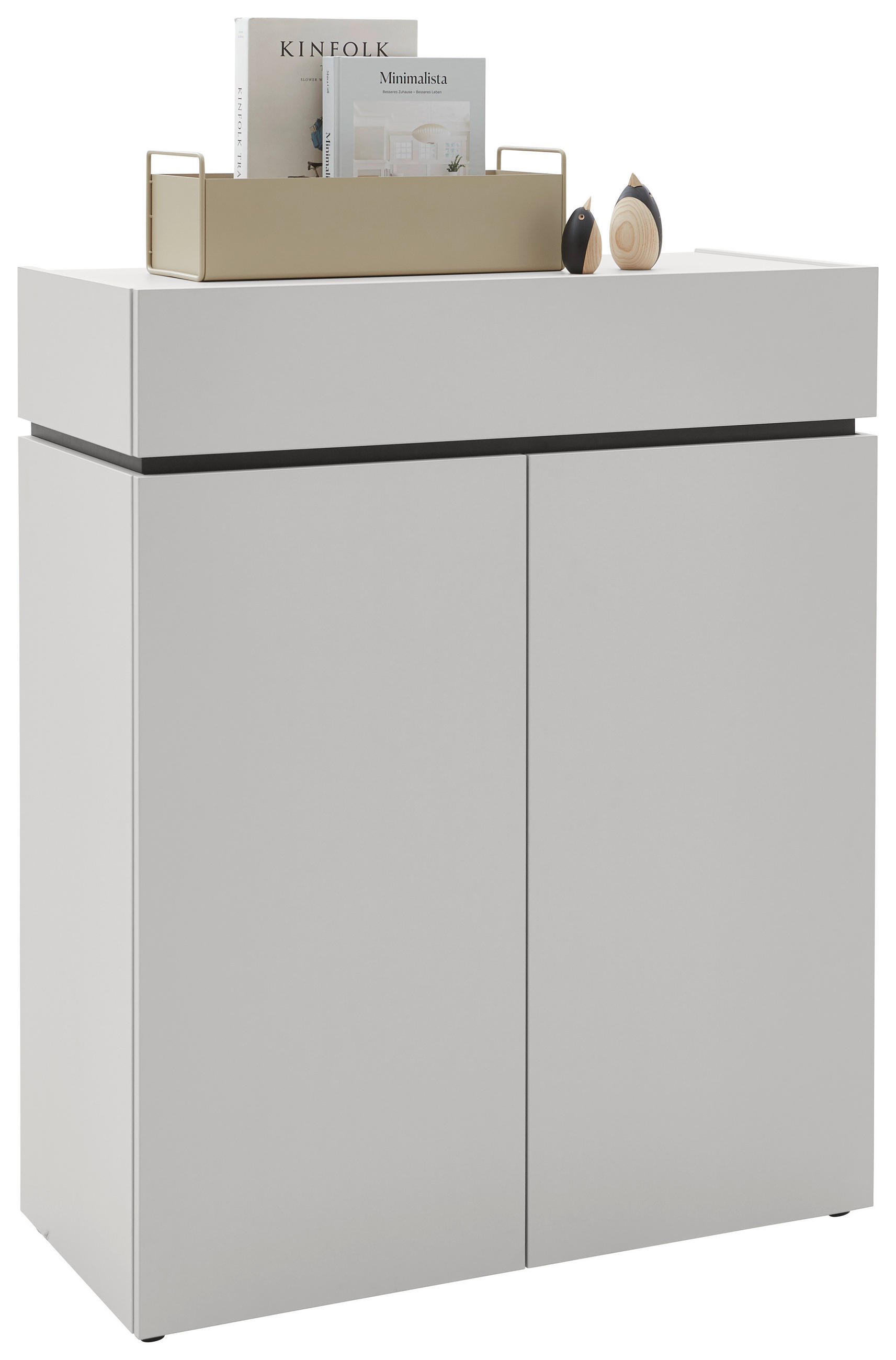 KOMMODE , 90/111/40 cm, 1 Schublade(n)  - Kaschmir/Schwarz, Design, Holzwerkstoff/Kunststoff (90/111/40cm) - Voleo