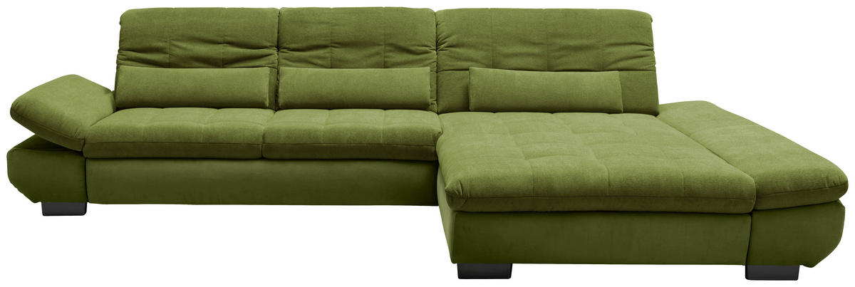 SEDEŽNA GARNITURA, gladka tkanina zelena  - črna/zelena, Design, kovina/tekstil (341/204cm) - Xora