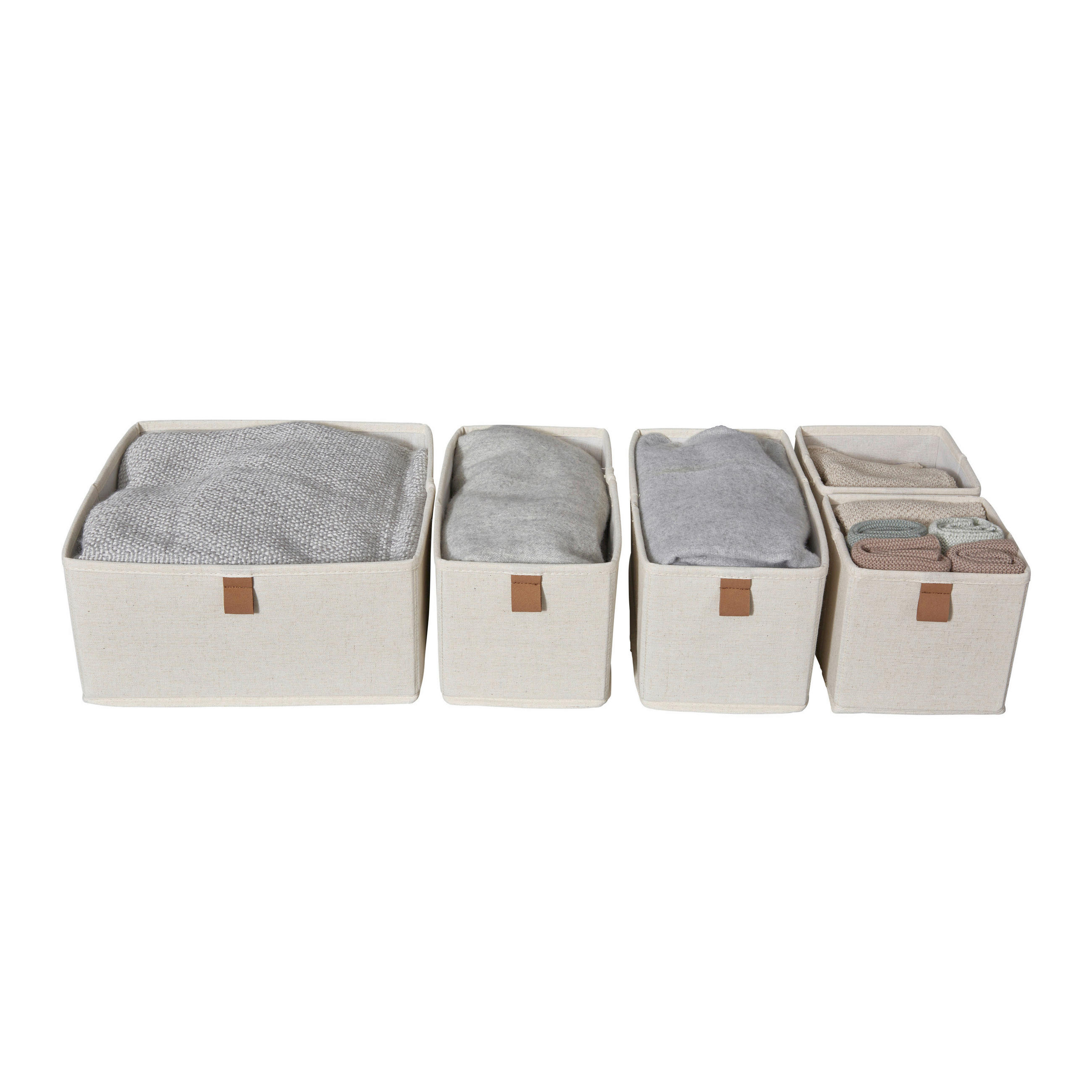 AUFBEWAHRUNGSBOXEN-SET Premium  - Beige, Basics, Karton/Textil - Store It