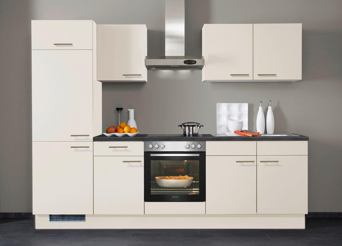 KÜCHENBLOCK 310 cm   in Magnolie  - Edelstahlfarben/Magnolie, Design, Holzwerkstoff/Metall (310cm) - Pino