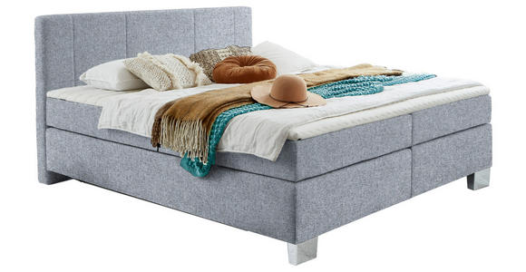 BOXSPRINGBETT 200/200 cm  in Grau  - Chromfarben/Grau, KONVENTIONELL, Kunststoff/Textil (200/200cm) - Hom`in