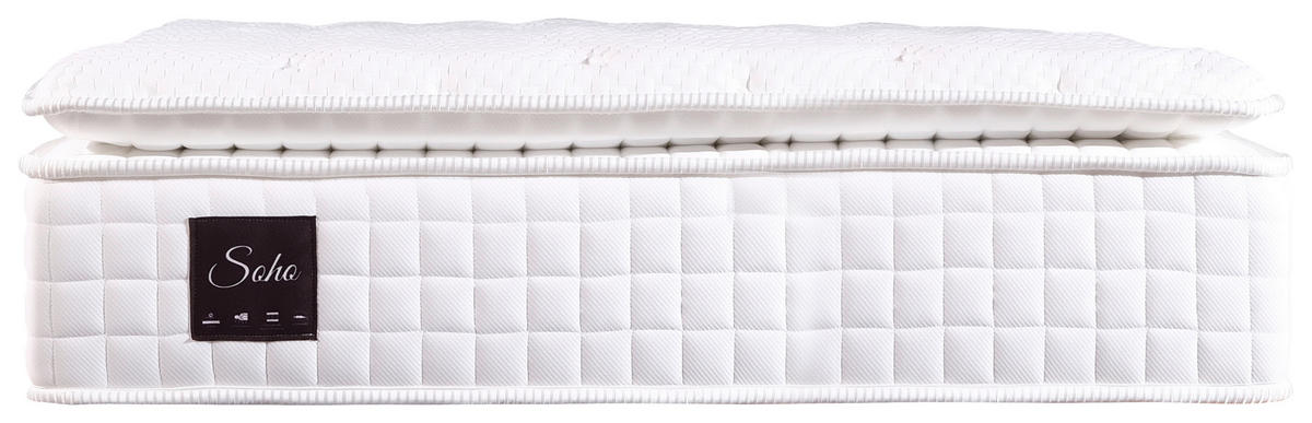 TASCHENFEDERKERNMATRATZE SOHO PILLOW TOP 200/200 cm Höhe ca. 32 cm 7 -Zonen - Weiß, Basics, Textil (200/200cm) - Livetastic
