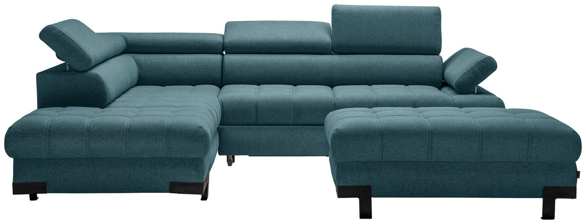 ECKSOFA Petrol Webstoff  - Petrol/Schwarz, Design, Textil/Metall (223/263cm) - Welnova