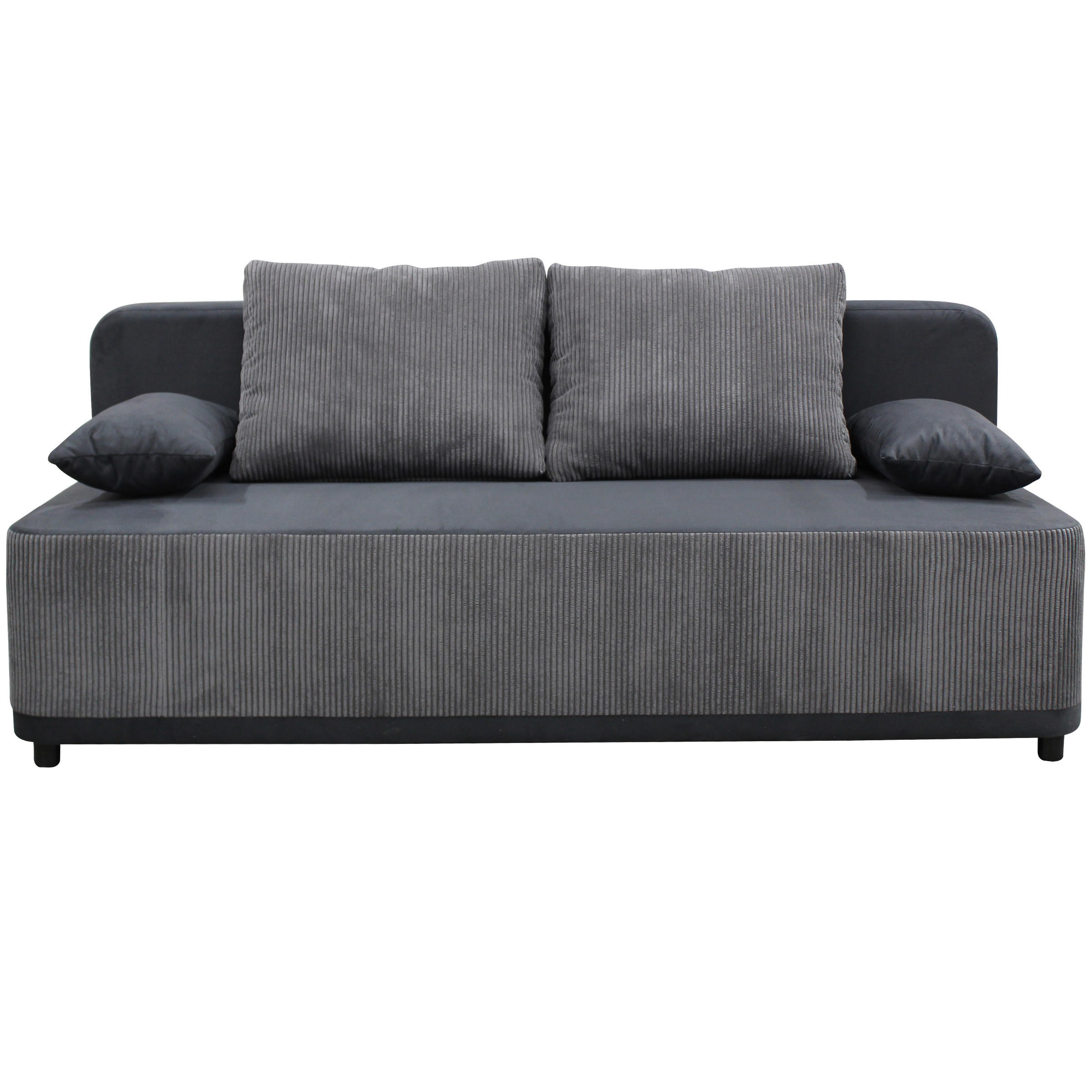 SCHLAFSOFA  mit Liegefunktion Velours Grau  - Schwarz/Grau, Design, Kunststoff/Textil (197/90/83cm) - MID.YOU
