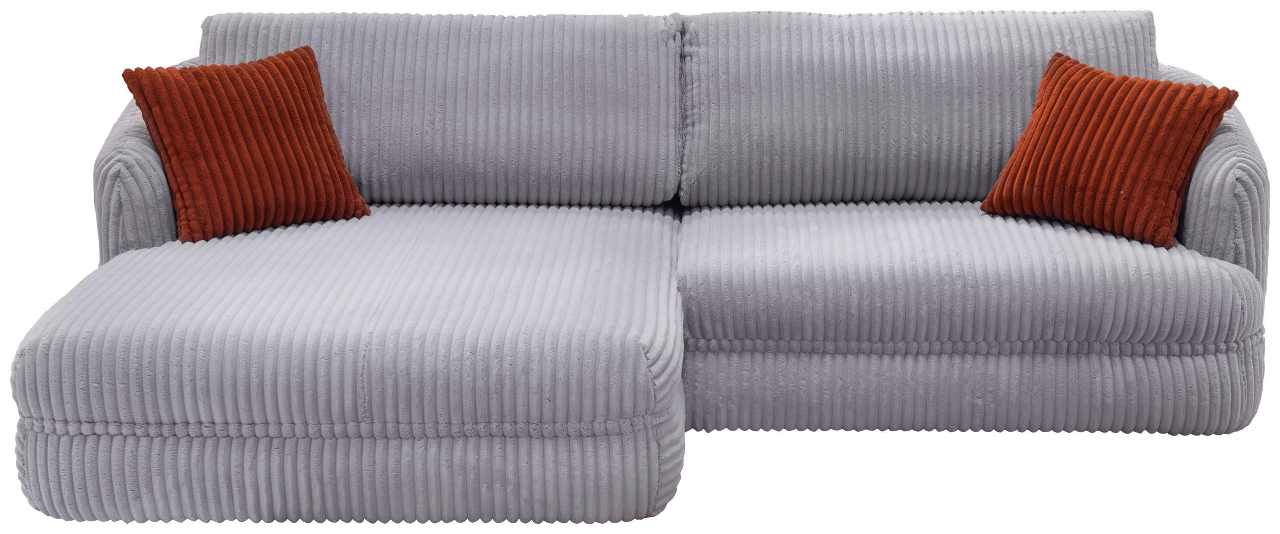 ECKSOFA in Cord Grau  - Terracotta/Schwarz, Design, Kunststoff/Textil (161/284cm) - Livetastic