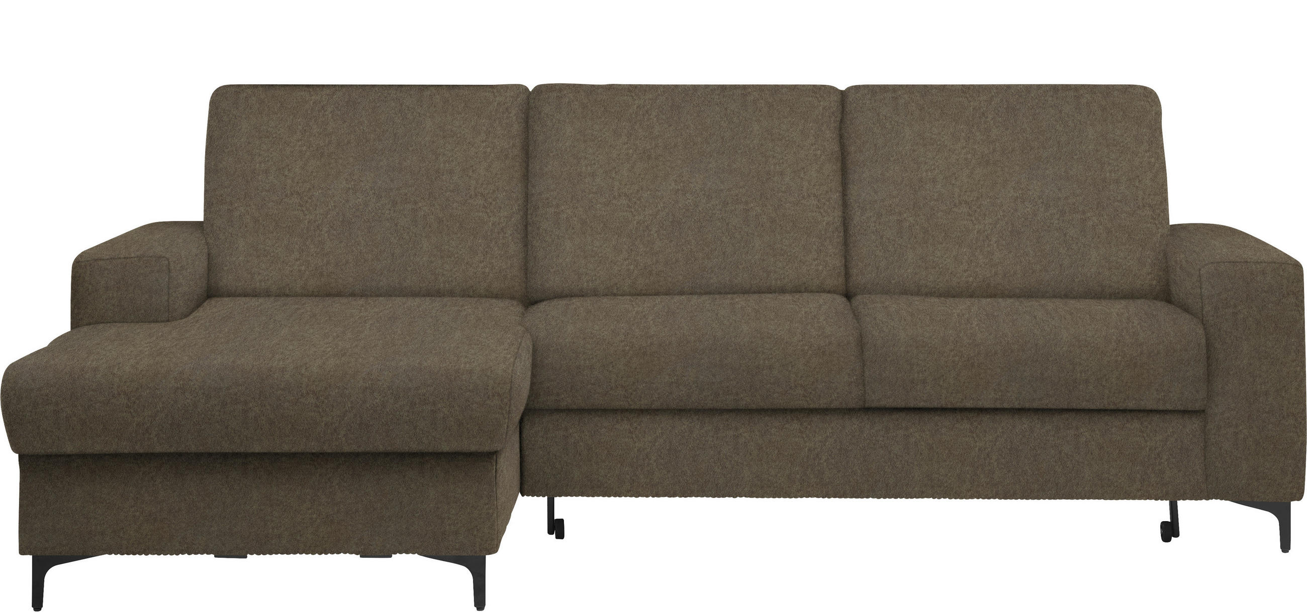 ECKSOFA Braun Velours  - Schwarz/Braun, KONVENTIONELL, Textil/Metall (167/247cm) - Stylife
