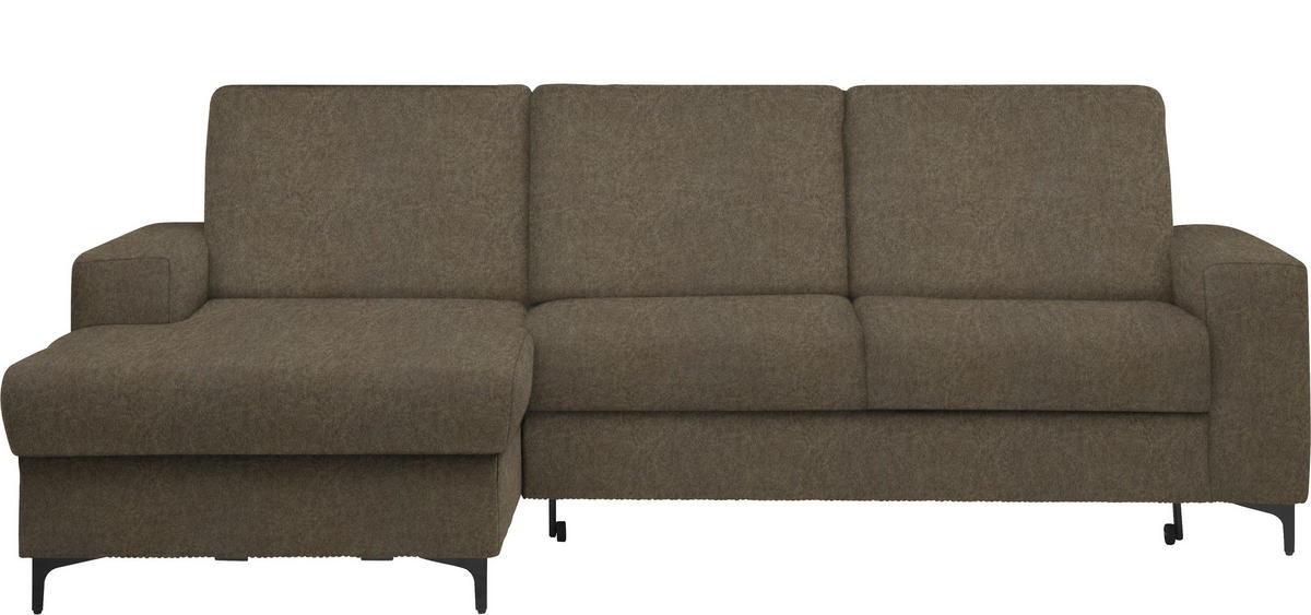 ECKSOFA in Velours Braun  - Schwarz/Braun, Konventionell, Textil/Metall (167/247cm) - Stylife