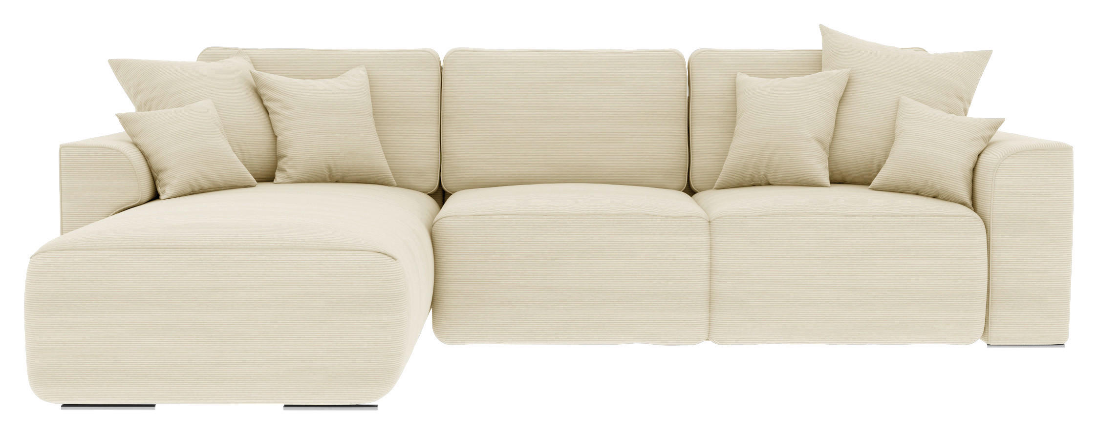 ECKSOFA in Cord Beige  - Chromfarben/Beige, Konventionell, Kunststoff/Textil (195/293cm) - MID.YOU