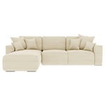 ECKSOFA Beige Cord  - Chromfarben/Beige, KONVENTIONELL, Kunststoff/Textil (195/293cm) - Carryhome