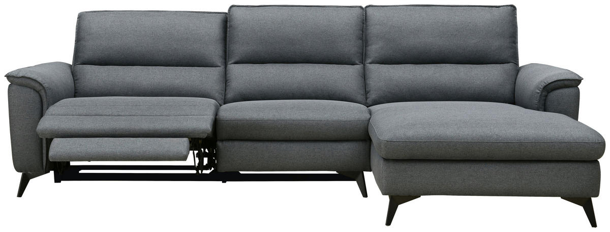 ECKSOFA Anthrazit Webstoff  - Anthrazit, Design, Textil/Metall (281/155cm) - Livetastic