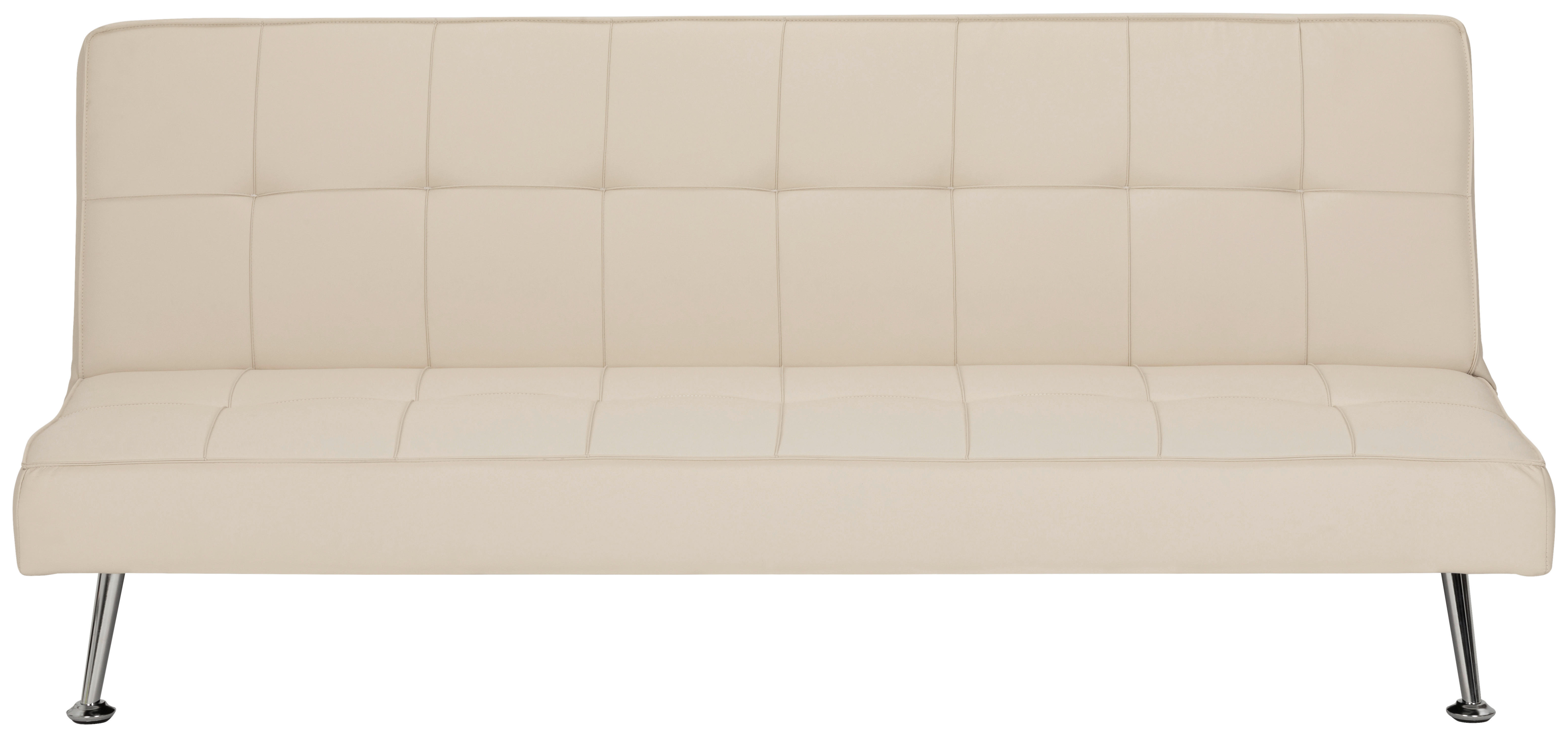 SCHLAFSOFA Lederlook Creme  - Silberfarben/Creme, Basics, Textil/Metall (179/74/91cm) - P & B