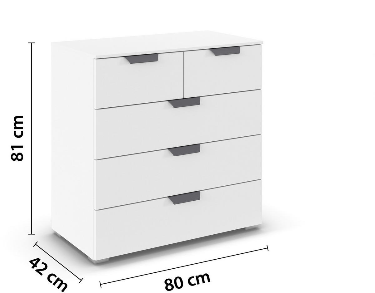 KOMMODE 80/81/42 cm  in Weiss  - Weiss/Dunkelgrau, Design, Holzwerkstoff/Metall (80/81/42cm) - Carryhome