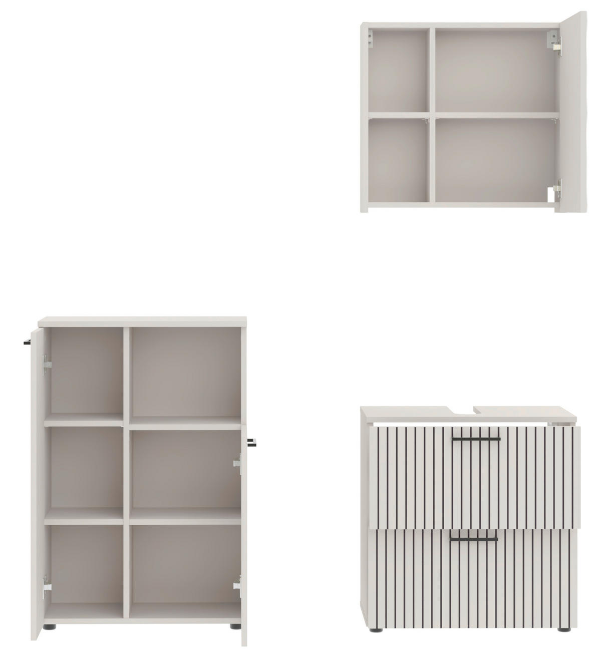 Baie 3 piese, 135 cm - cașmir/negru, Trend, metal/material pe bază de lemn (135cm) - Respekta