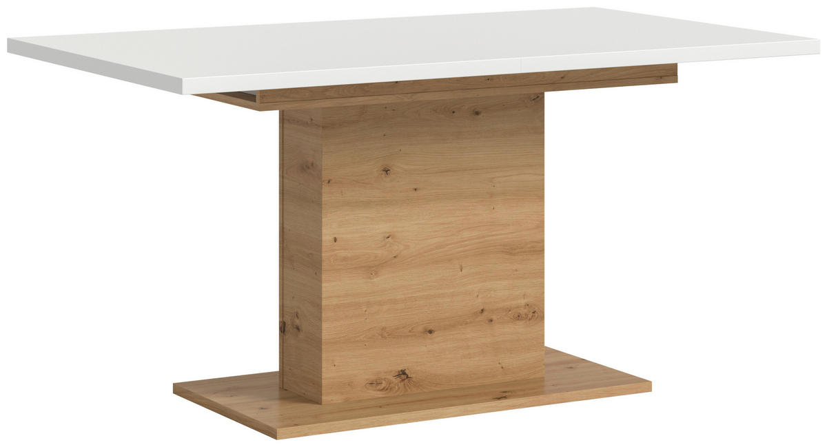 Ausziehtisch Marlon Weiß/Eiche Holzwerkstoff  - Weiss/Eiche Artisan, Konventionell, Holzwerkstoff (150-190/76/90cm) - MID.YOU