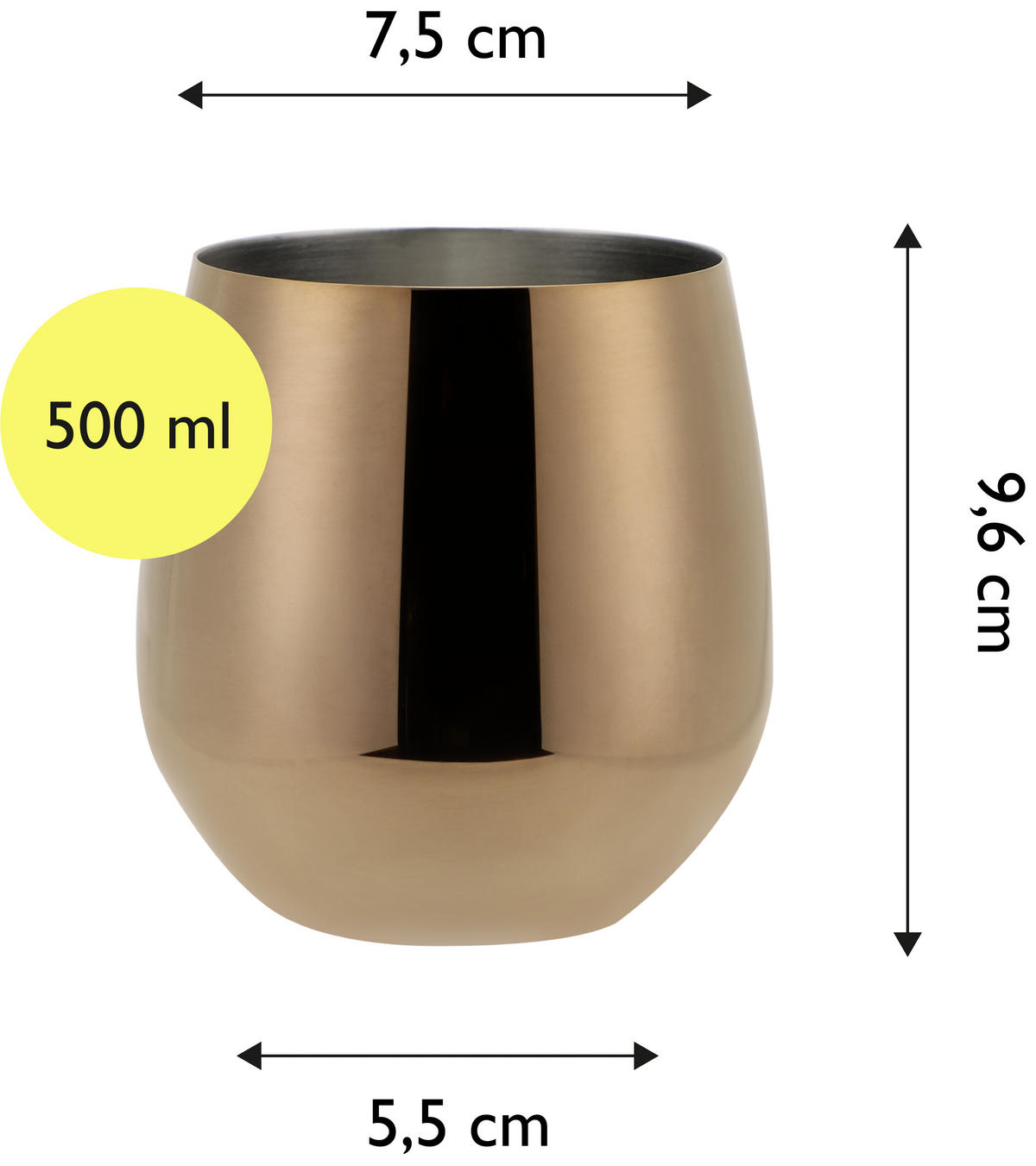 GLÄSERSET  6-teilig  - Kupferfarben, Trend, Metall (9,9cm) - Echtwerk