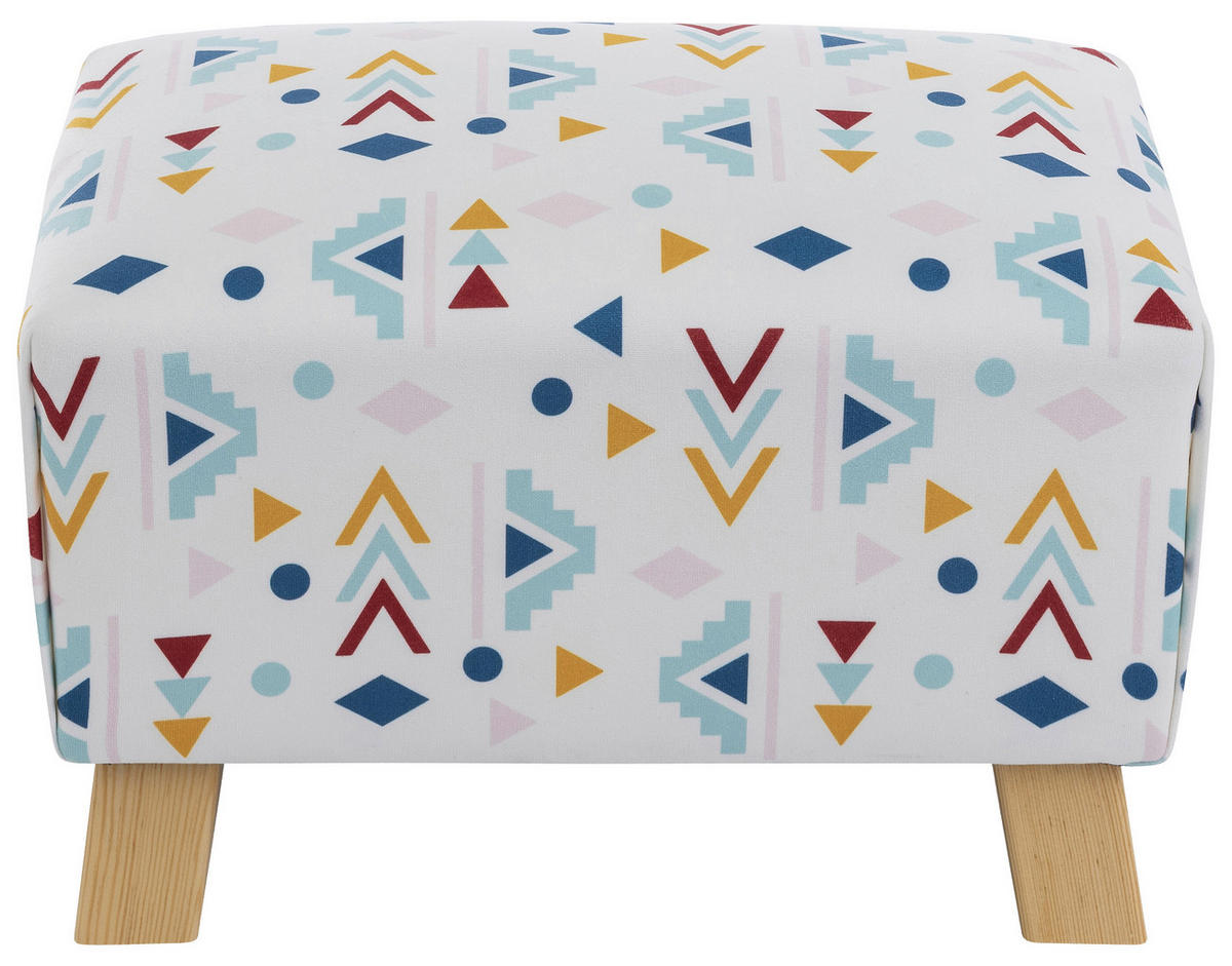 HOCKER Flachgewebe Multicolor, Weiß  - Buchefarben/Multicolor, Design, Holz/Textil (40/28/28cm) - Max Winzer