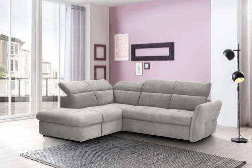 ECKSOFA in Mikrofaser Hellgrau  224/254 cm  - Hellgrau/Schwarz, Design, Kunststoff/Textil (224/254cm) - Stylife