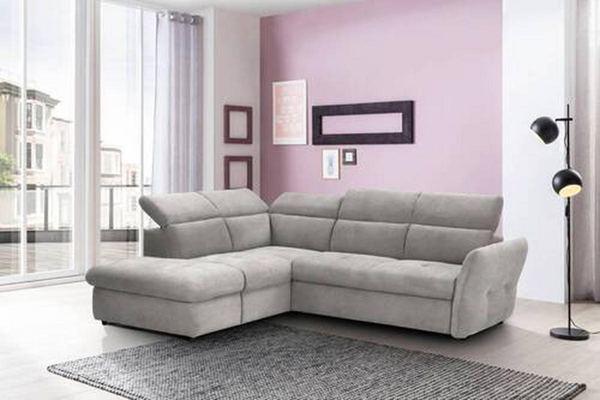 ECKSOFA in Mikrofaser Hellgrau  224/254 cm  - Hellgrau/Schwarz, Design, Kunststoff/Textil (224/254cm) - Stylife